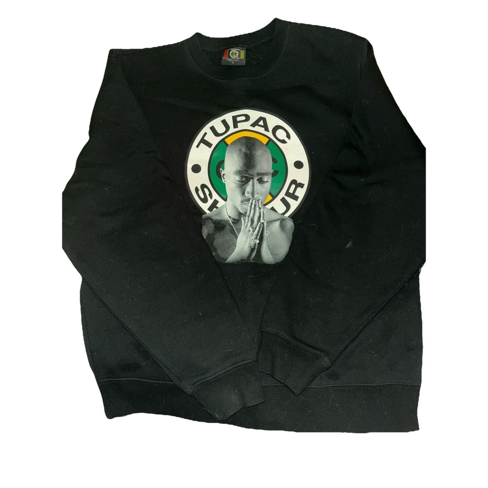 Cross Colours Tupac Shakur Graphic Sweatshirt Mens Large Black Crewneck Pullover